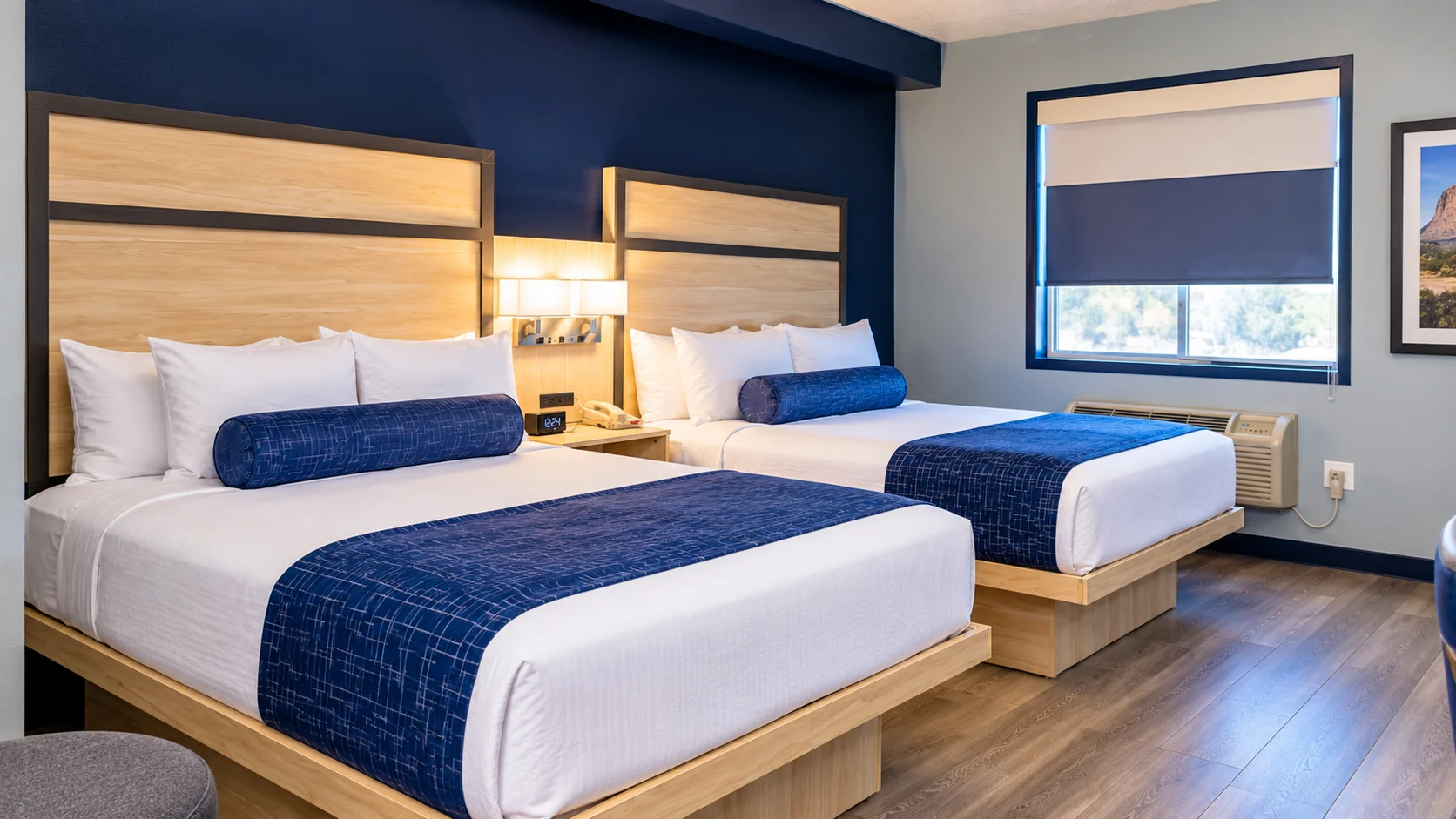 Pet-friendly room with two beds, window and heating and cooling unit — Best Western Vernal Inn, Vernal Utah