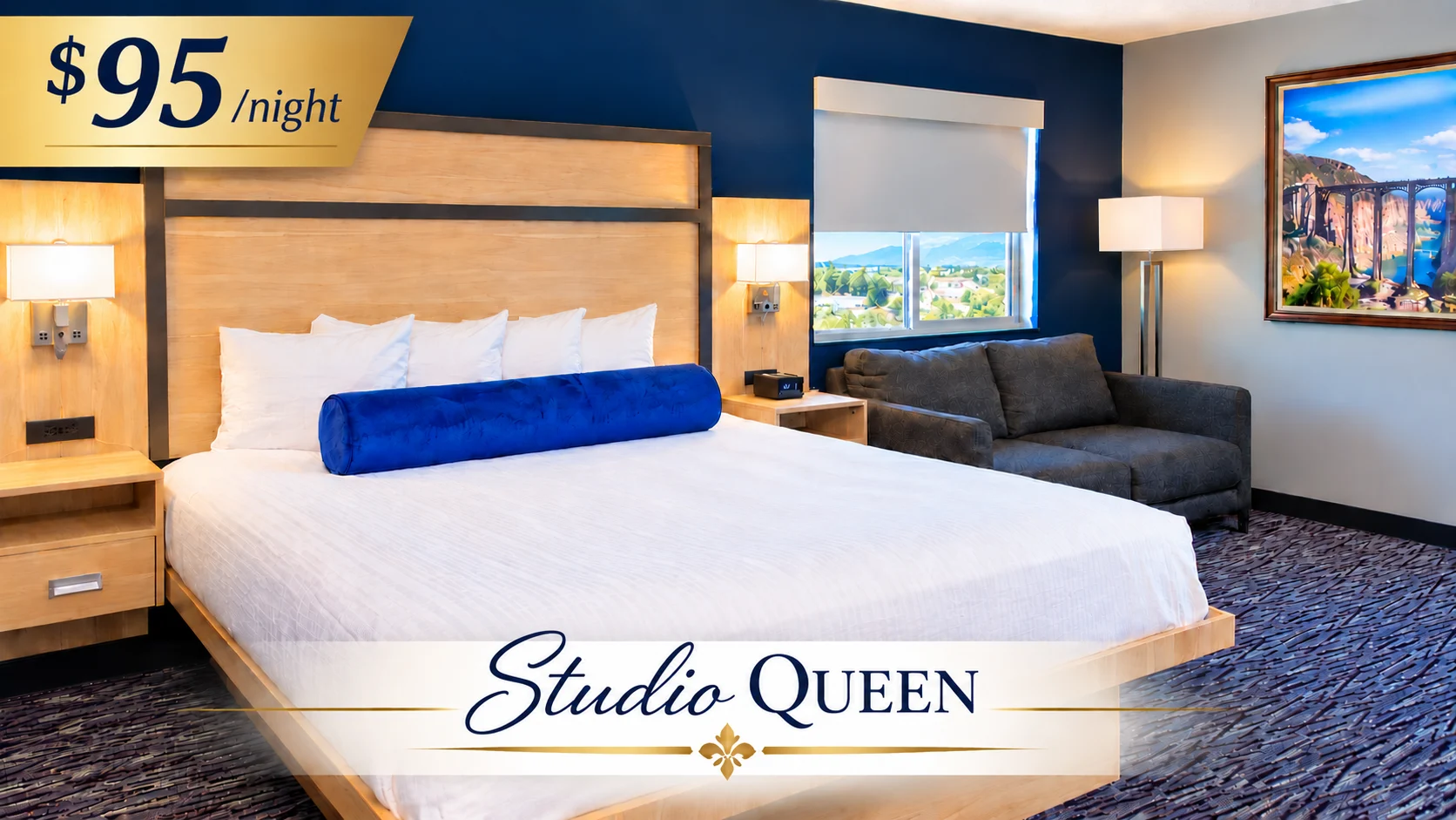 Studio Queen with a queen bed and a two-seat sofa — $95 a night at Best Western Vernal Inn, Vernal Utah